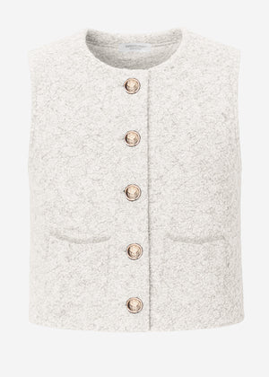 Bouclé vest with bags - Greige