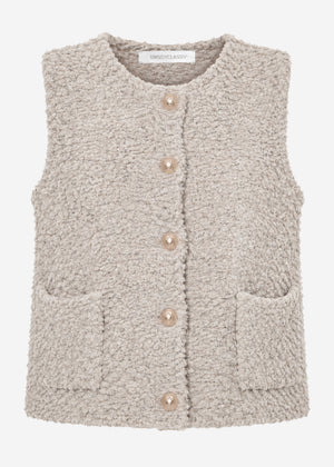 Bouclé-Weste mit Taschen - greige