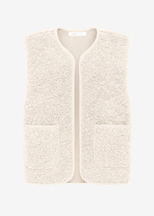 Teddy fleece gilet with pockets - beige cream