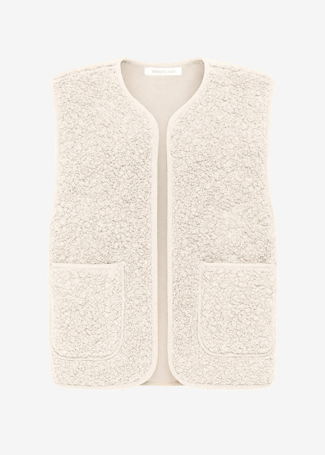 Teddyweste mit Taschen - beige