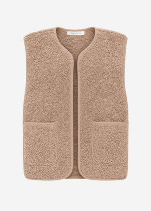 Teddy vest with pockets - taupe