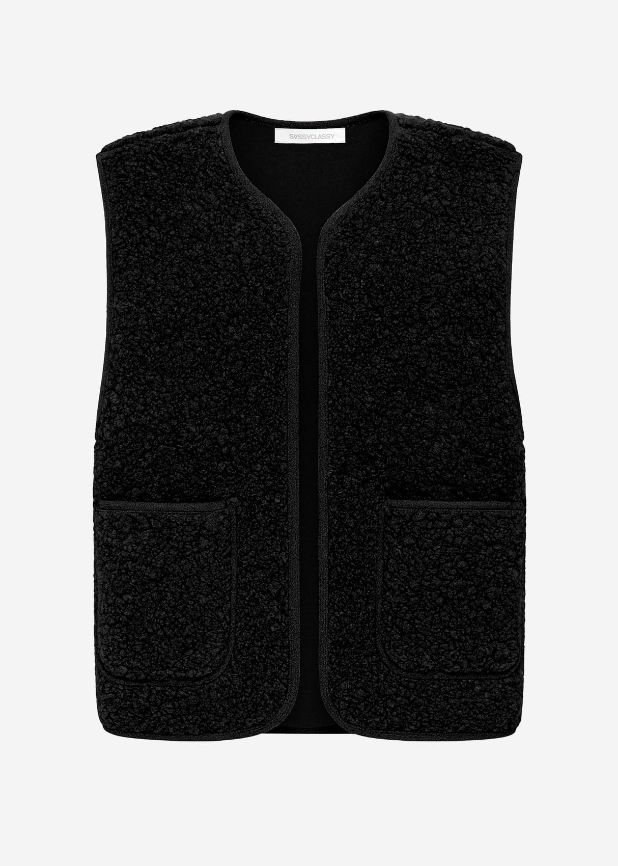 Teddyweste mit Taschen - schwarz