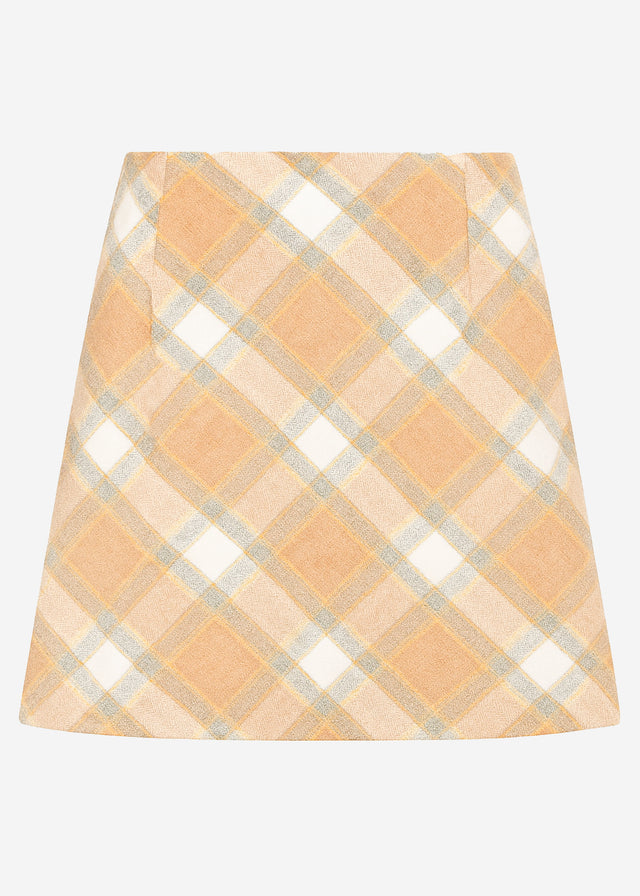 Mini skirt with checked pattern - beige