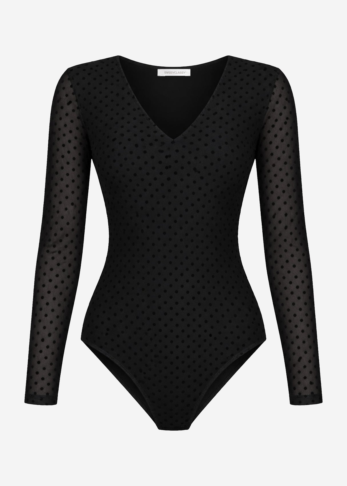 Long sleeved body with polka dot - black