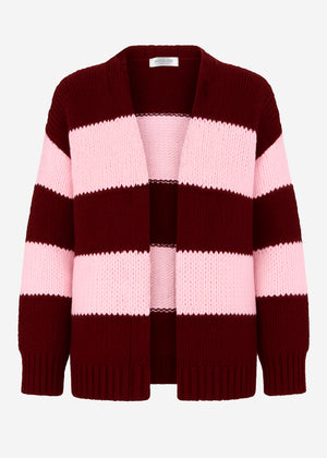 Striped oversize cardigan - burgundy