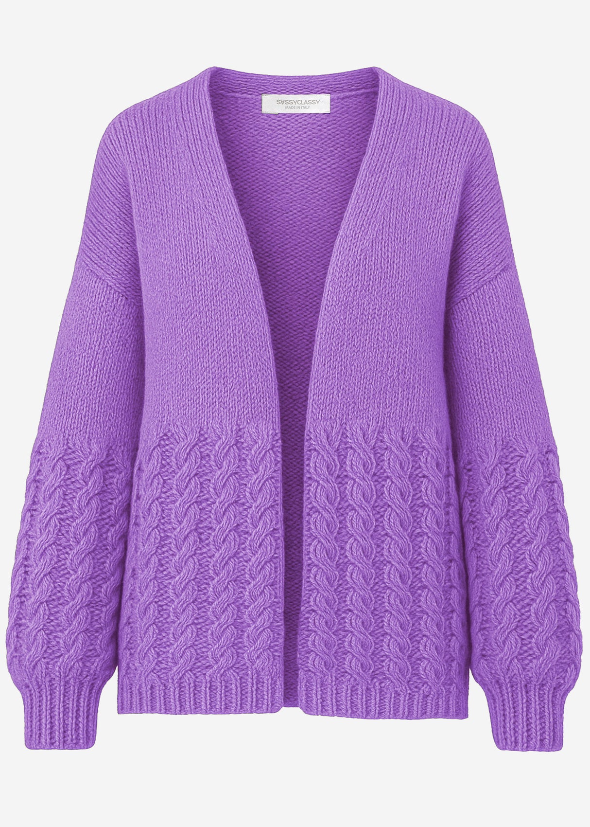 Strickcardigan mit Zopfmuster - lila