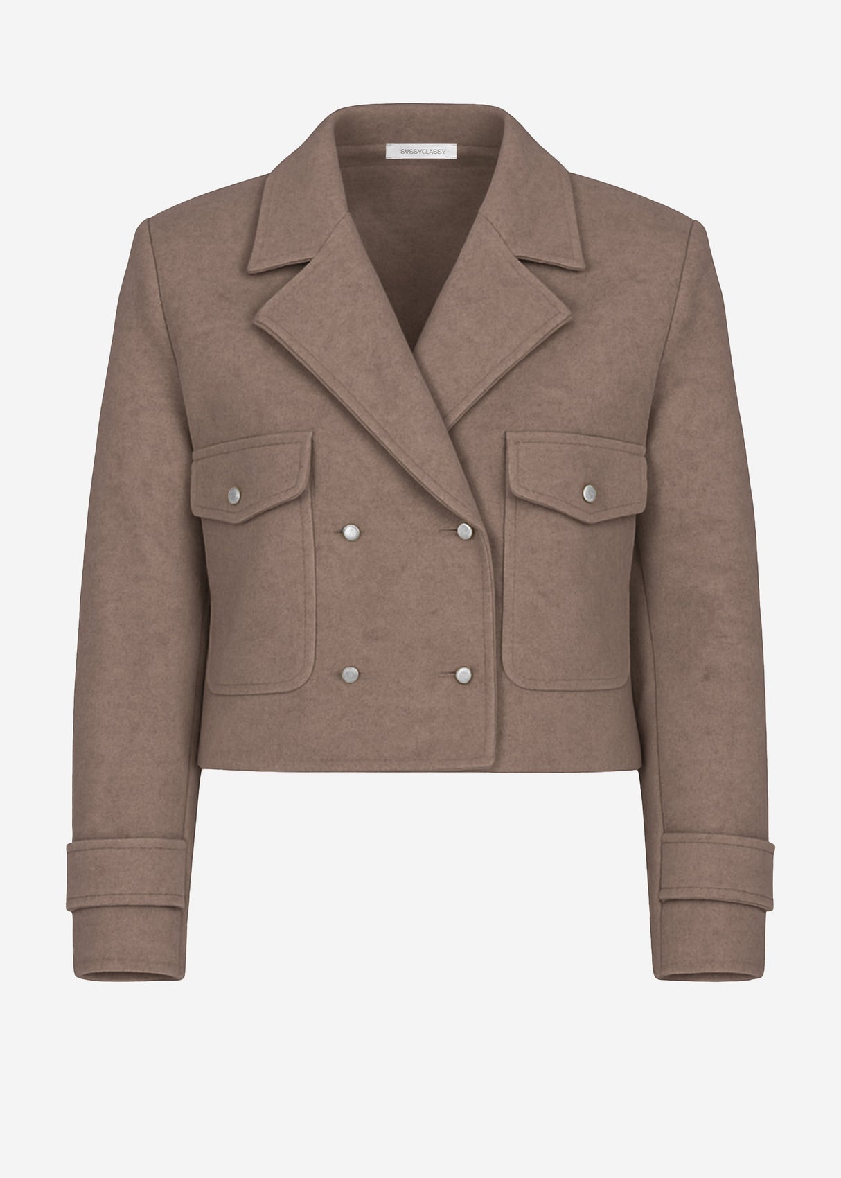 Short jacket with lapel collar - taupe