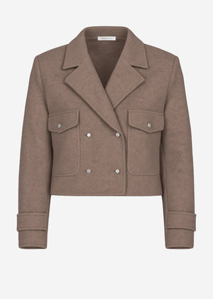 Short jacket with lapel collar - taupe