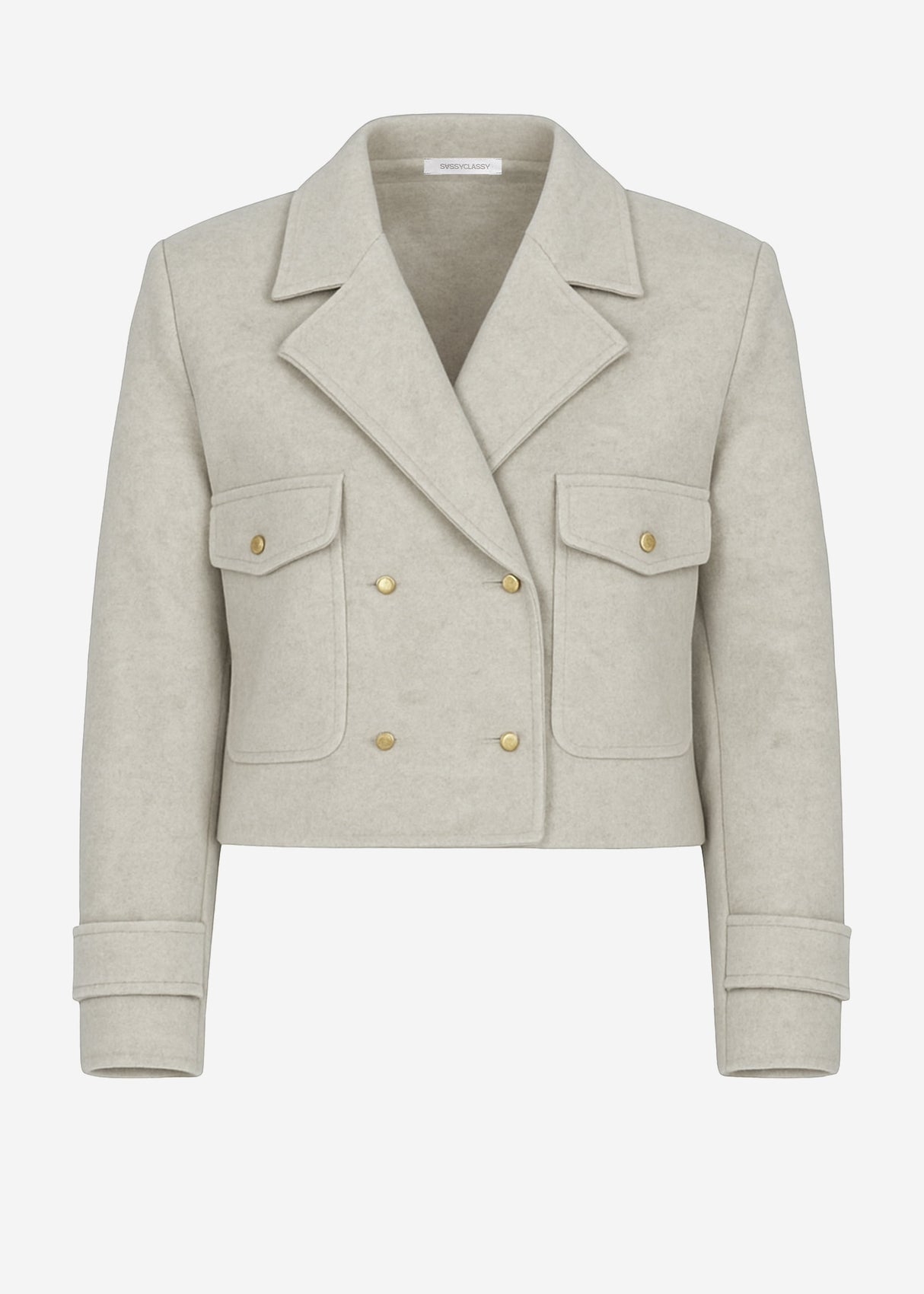 Short jacket with lapel collar - grey
