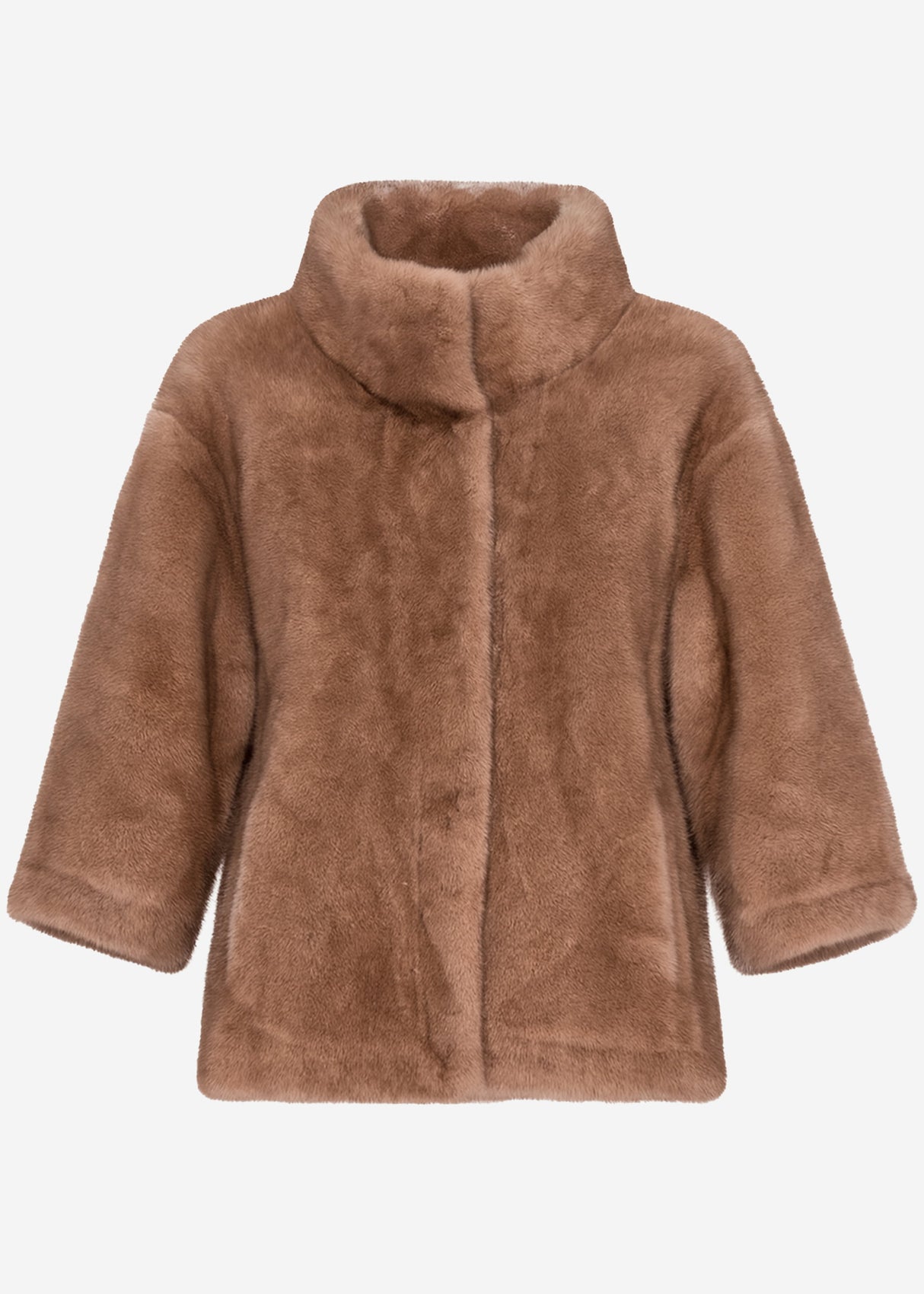 Jacke aus Kunstfell mit 7/8 Ärmeln - beige