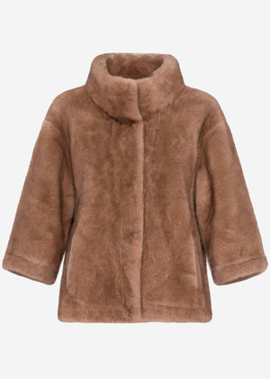 Jacke aus Kunstfell mit 7/8 Ärmeln - beige