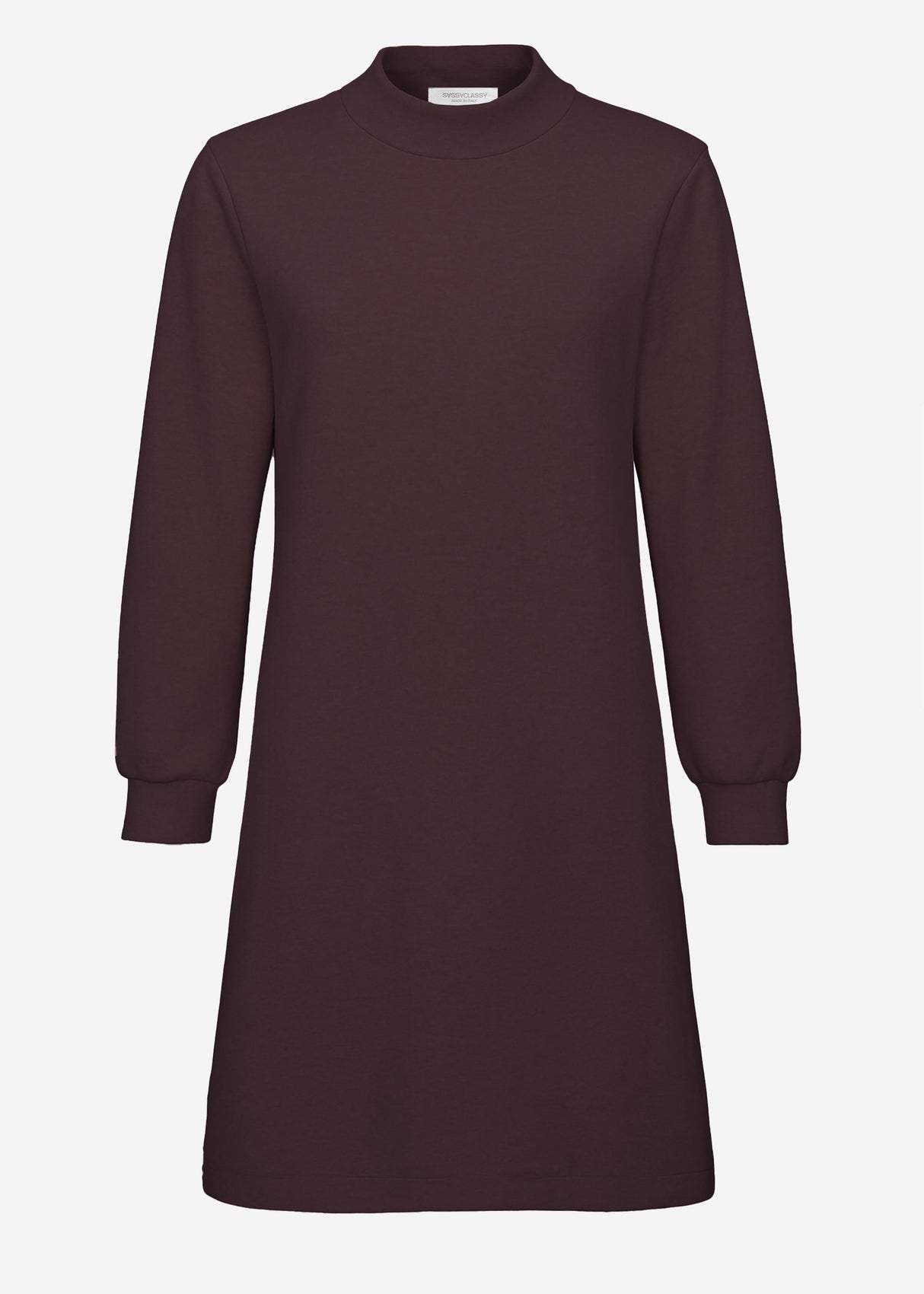 Sweat dress with stand-up collar - brown