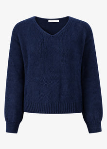 Pullover mit V-Ausschnitt - dunkelblau