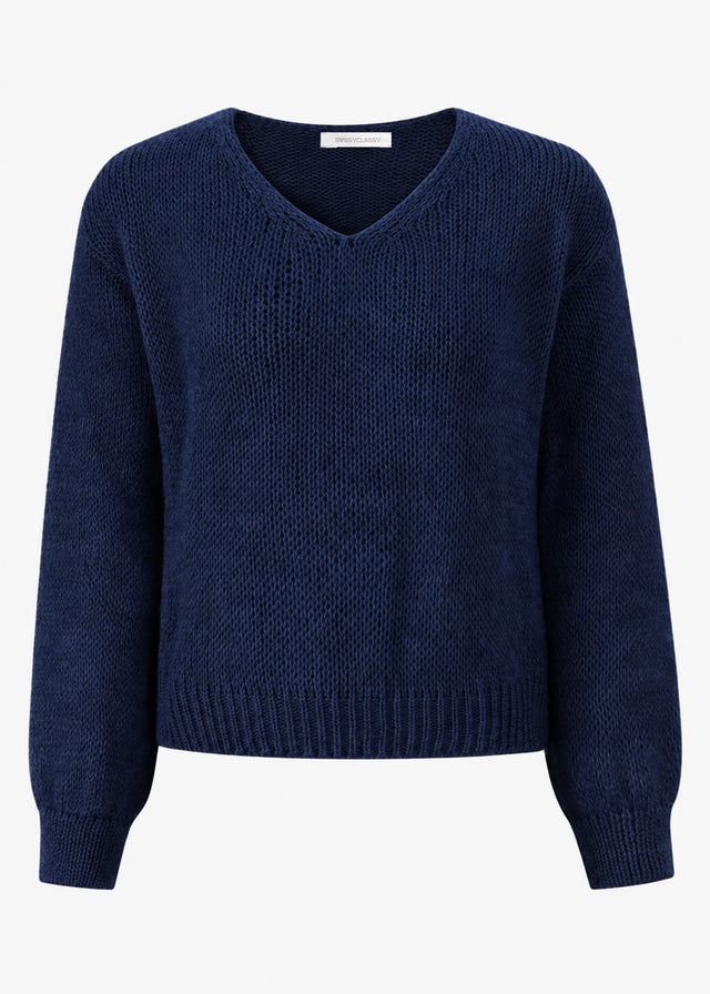 Pullover mit V-Ausschnitt - dunkelblau