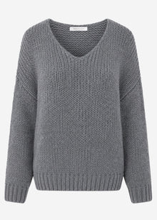 Oversize Pullover mit V-Ausschnitt - dunkelgrau
