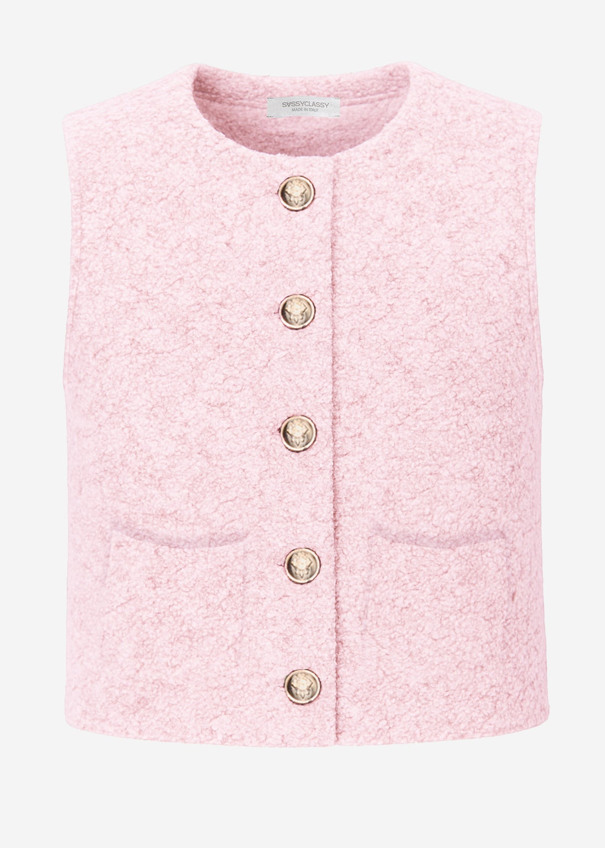 Bouclé-Weste mit Taschen - rosa