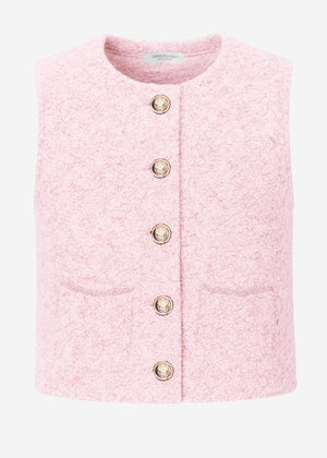 Bouclé-Weste mit Taschen - rosa