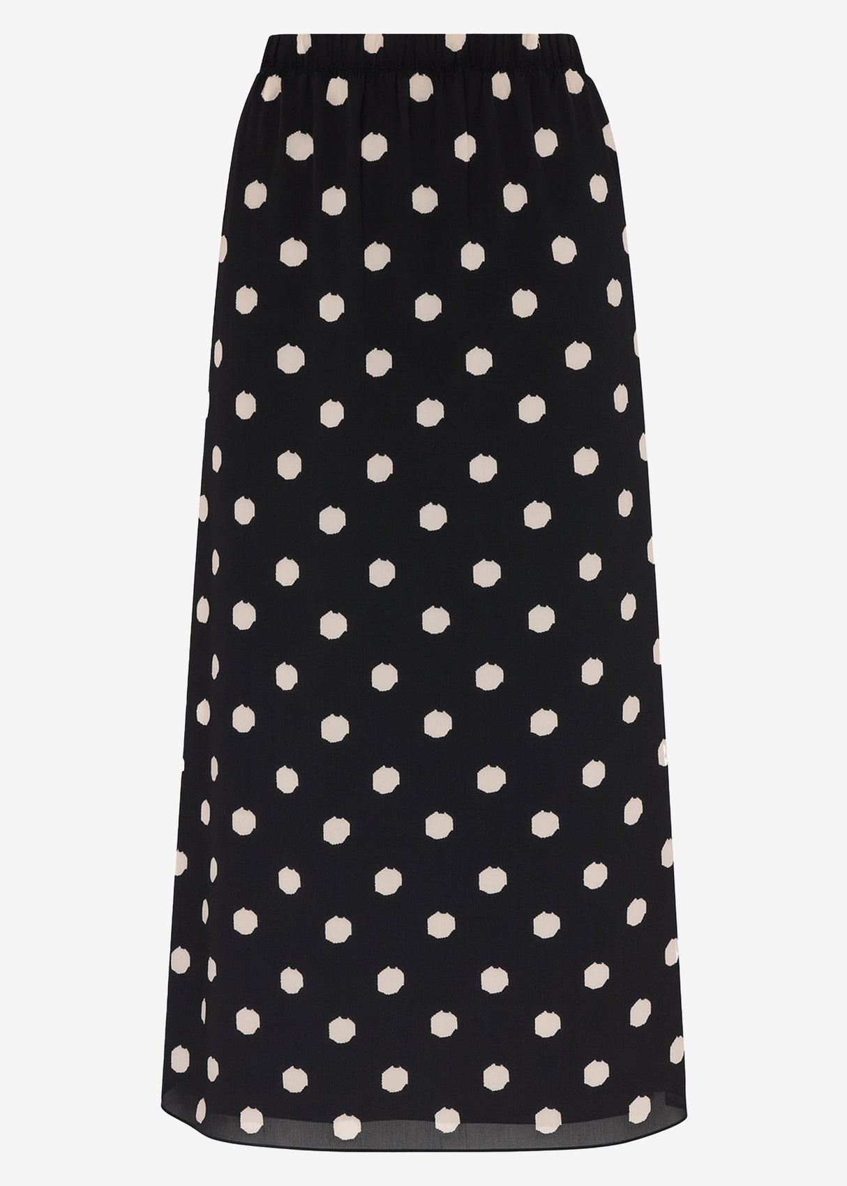 Long chiffon skirt with polka dot print - black