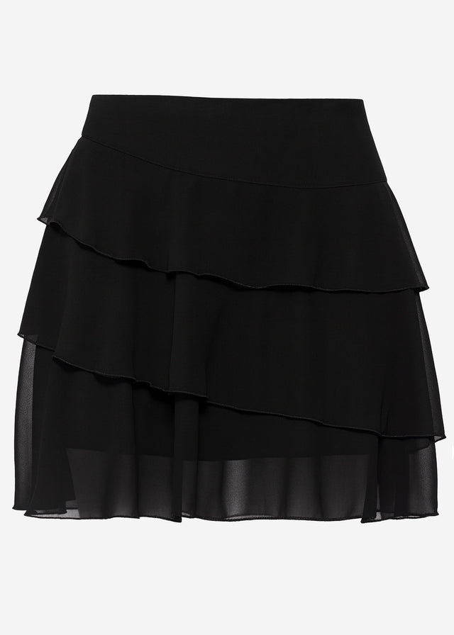 Chiffonrock mit Volants - schwarz