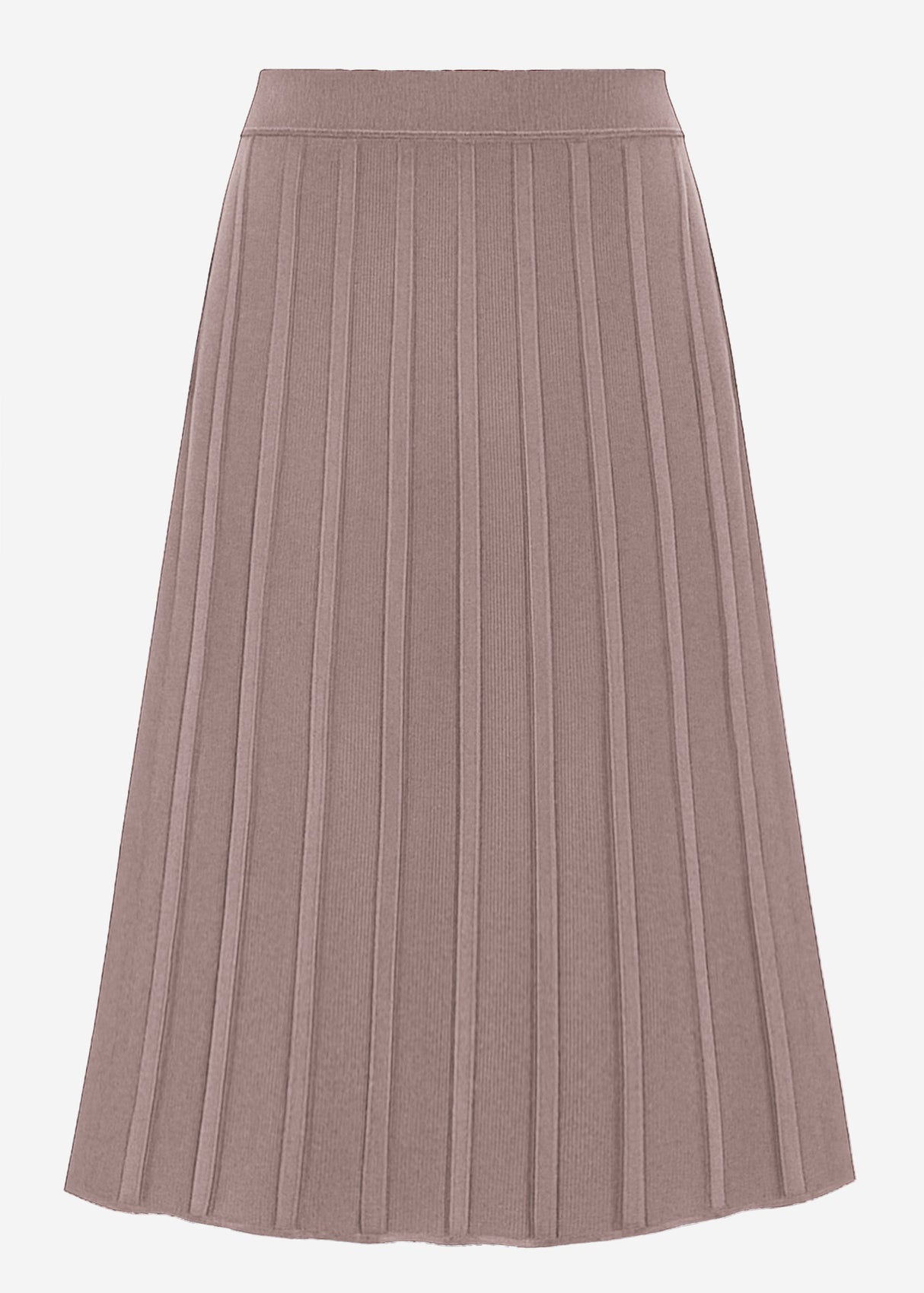 Plissierter Strick-Midirock - taupe
