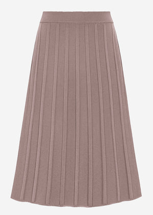 Plissierter Strick-Midirock - taupe