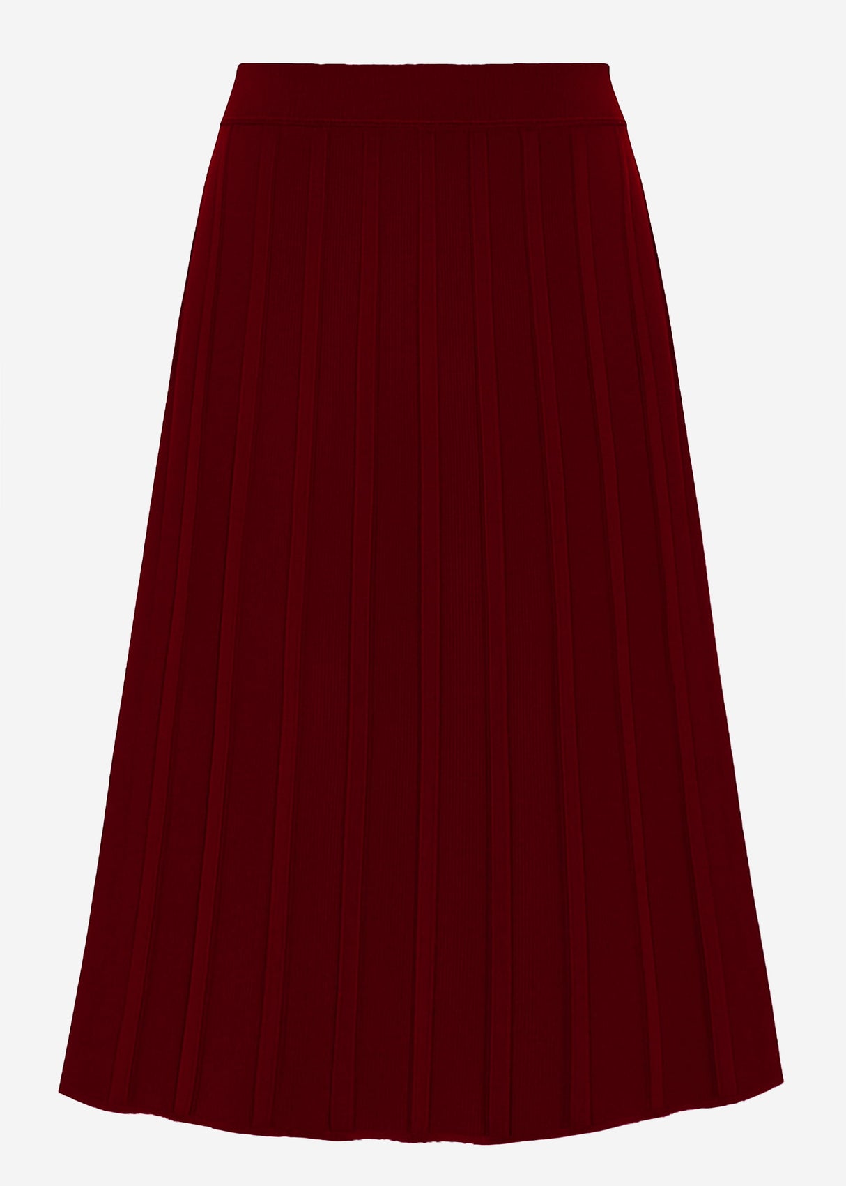 Plissierter Strick-Midirock - burgundy