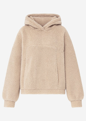 Oversized teddy hoodie - beige
