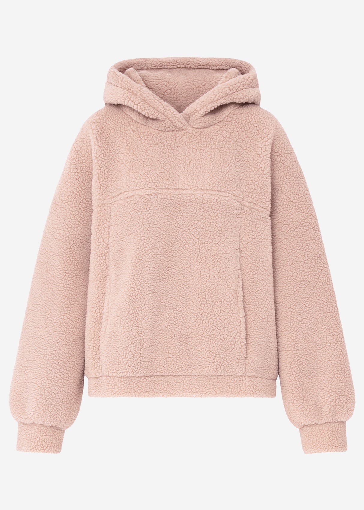 Oversize Teddy Sweatshirt mit Kapuze -  rosa