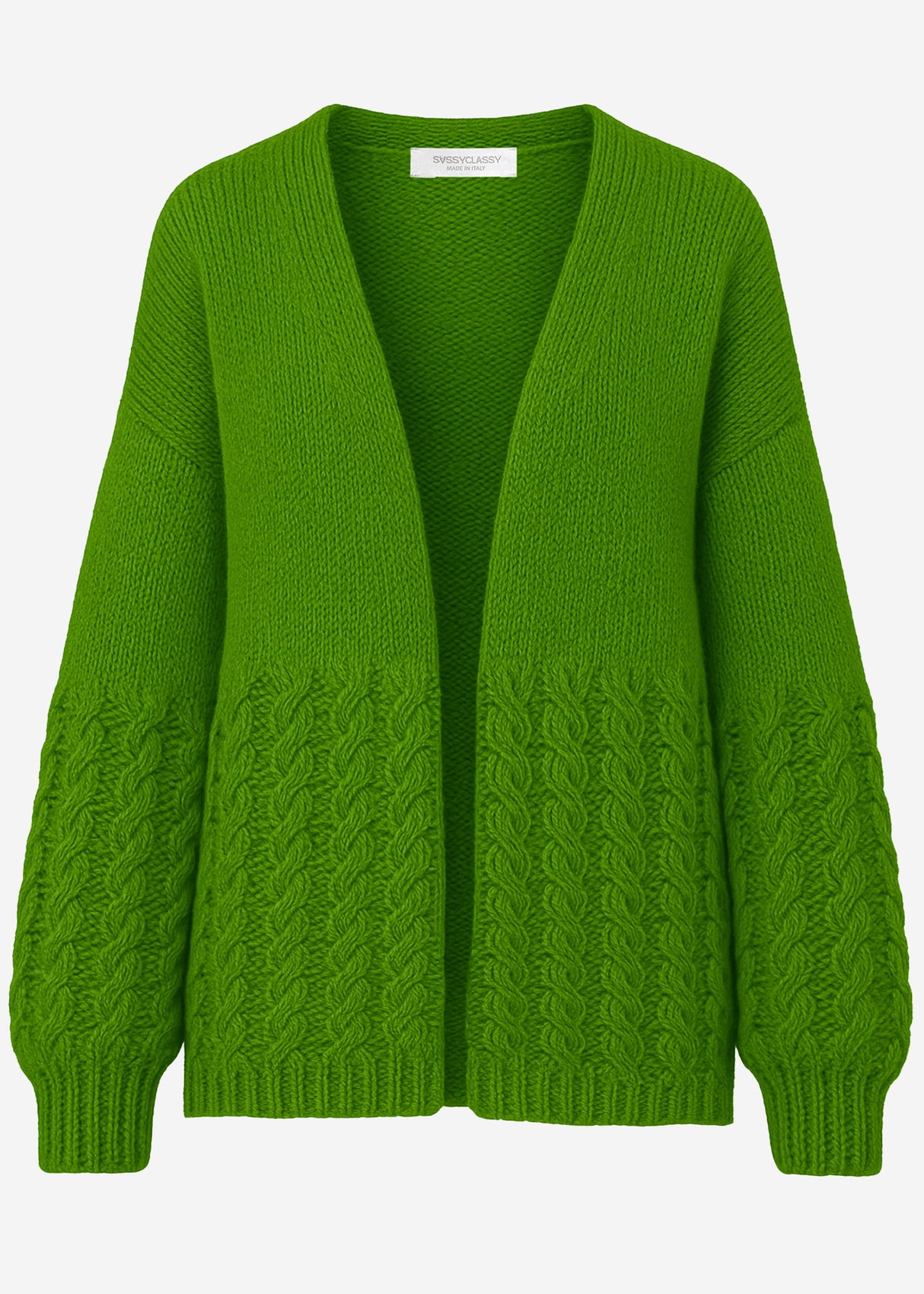 Strickcardigan mit Zopfmuster - grün