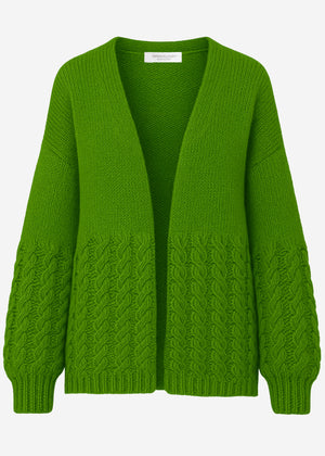 Strickcardigan mit Zopfmuster - grün