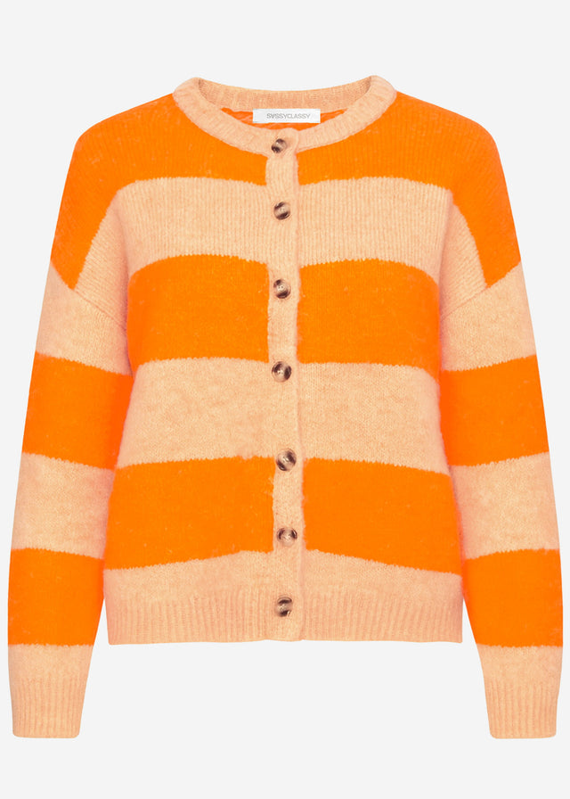 Cardigan with block stripes - orange