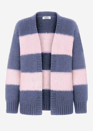 Striped oversize cardigan - blue-pink