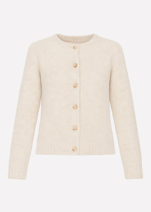 Bouclé-Strickjacke mit Knopfleiste - greige
