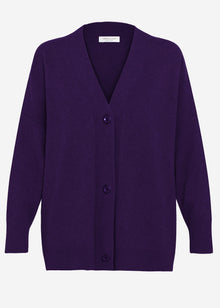 Oversized cardigan with V-neck and cashmere blend - purple