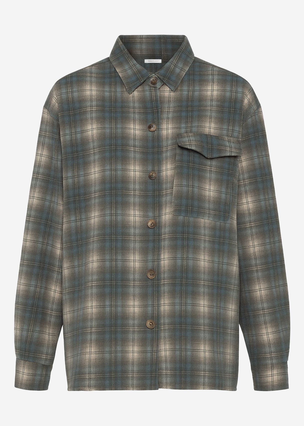 Oversized checked shirt blouse - gray