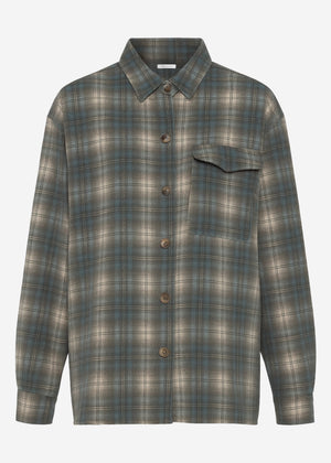 Oversized checked shirt blouse - gray