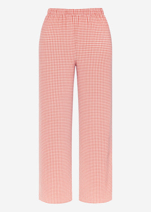 Pants with Vichy print - red