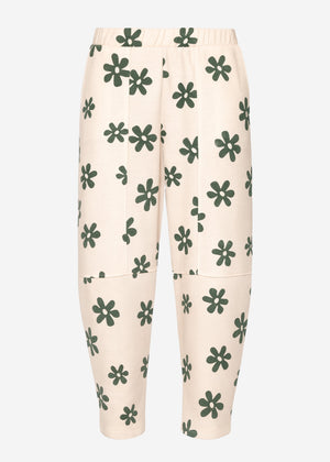 Pants with floral print - Off-white
