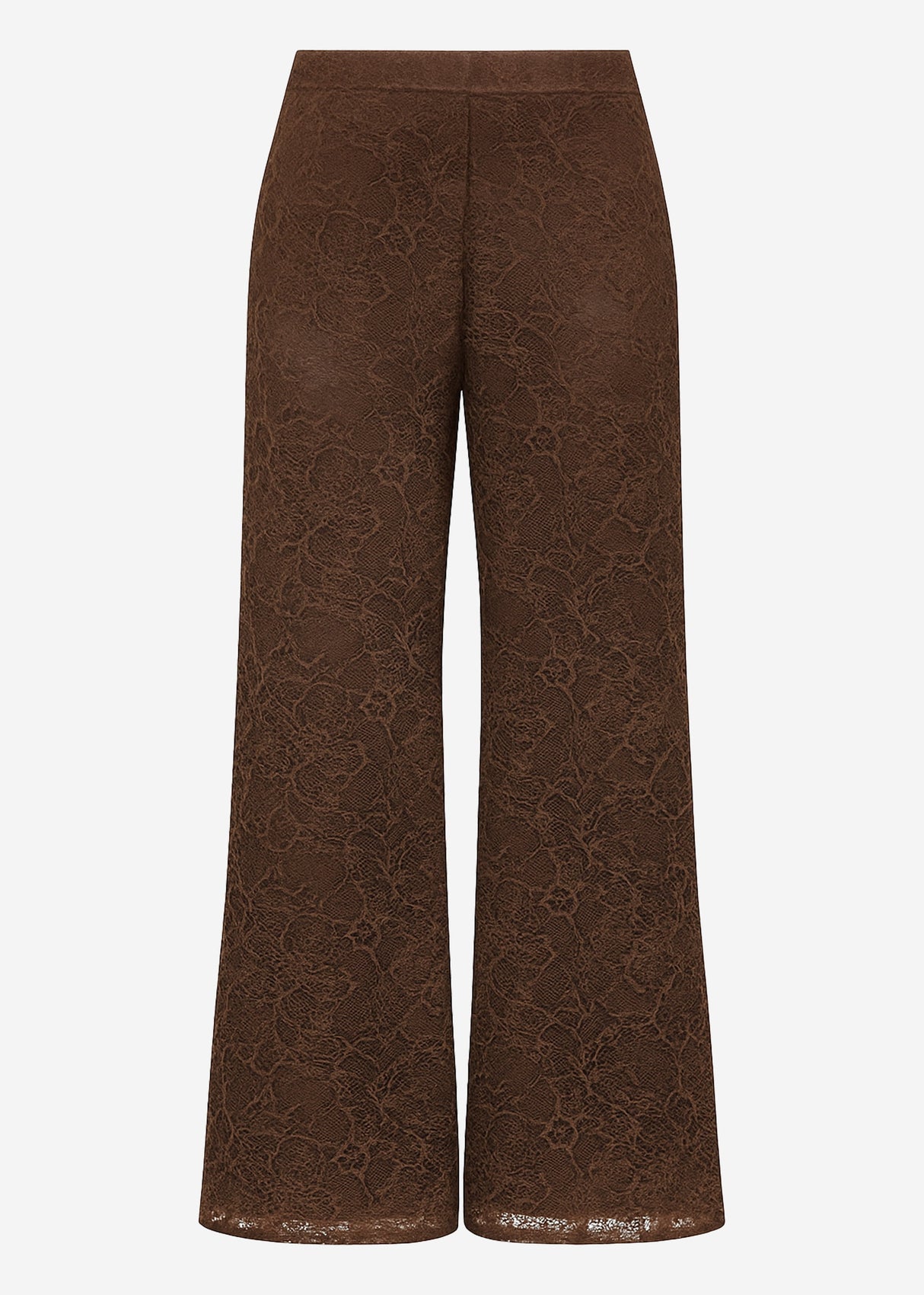 Hose aus Spitze mit weitem Bein - braun
