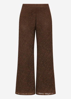 Hose aus Spitze mit weitem Bein - braun