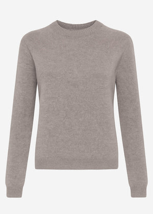 Knitted sweater with cable knit detail - taupe