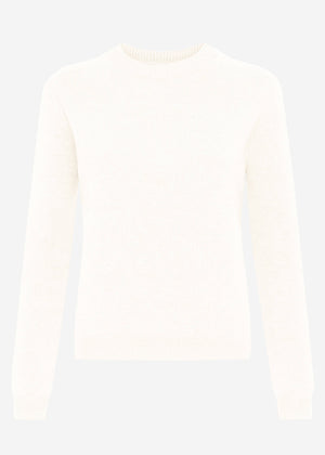Strickpullover mit Zopfmuster-Detail - offwhite
