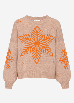 Sweater with snowflake - beige