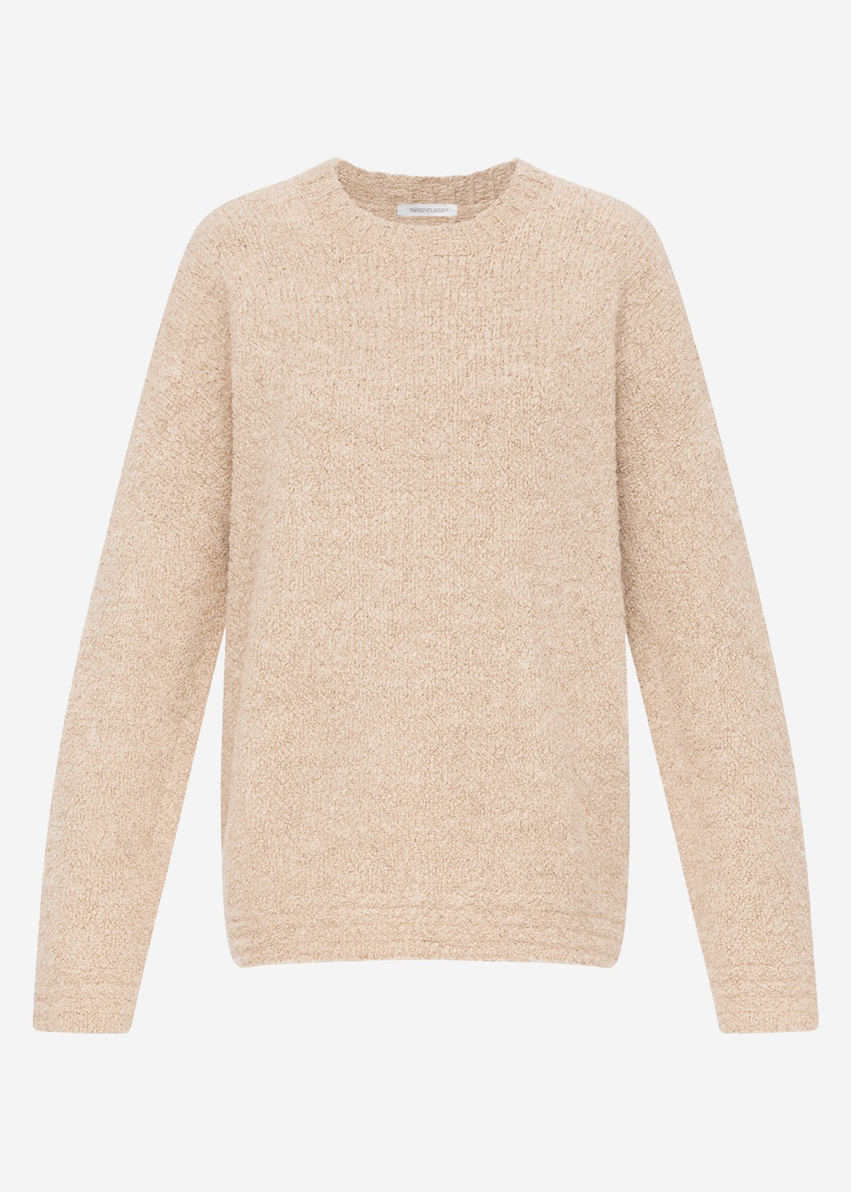 Bouclé-Pullover mit Rundhalsausschnitt - greige