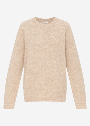 Bouclé-Pullover mit Rundhalsausschnitt - greige