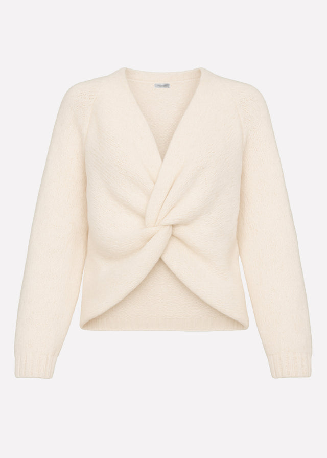 Strickpullover mit Knotendetail - offwhite