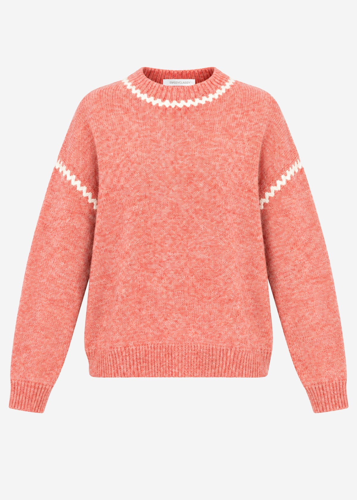 Pullover mit Ziernähten und Wollanteil - lachs
