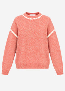 Jumper with decorative stitching and wool blend - salmon