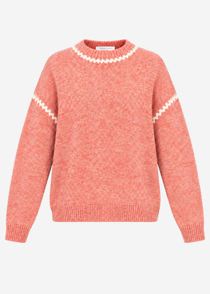Pullover mit Ziernähten und Wollanteil - lachs