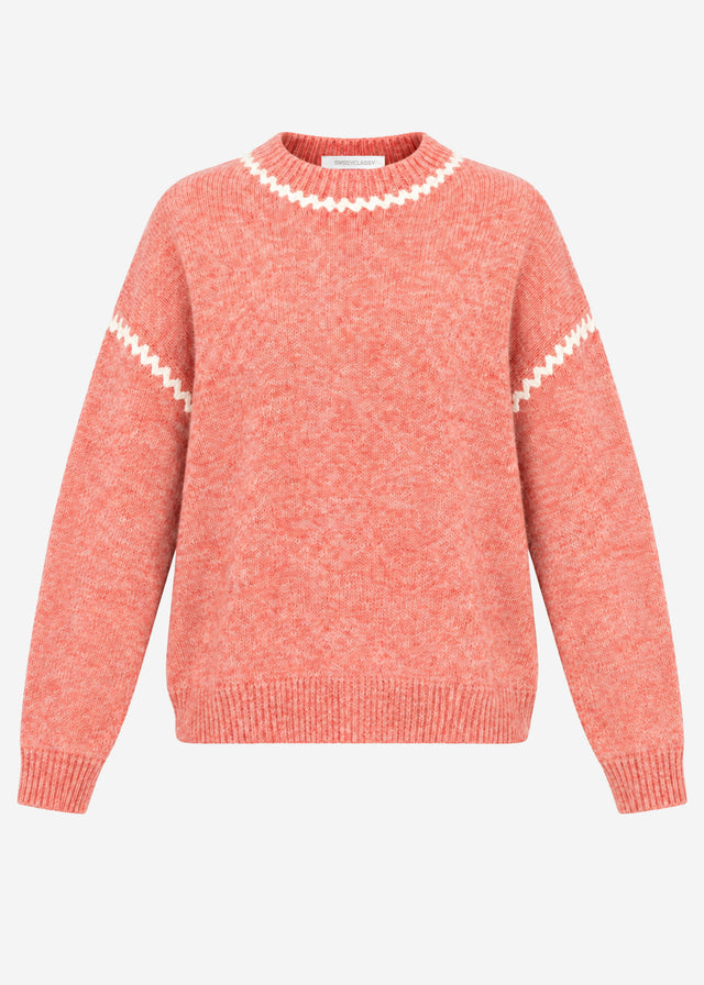 Jumper with decorative stitching and wool blend - salmon